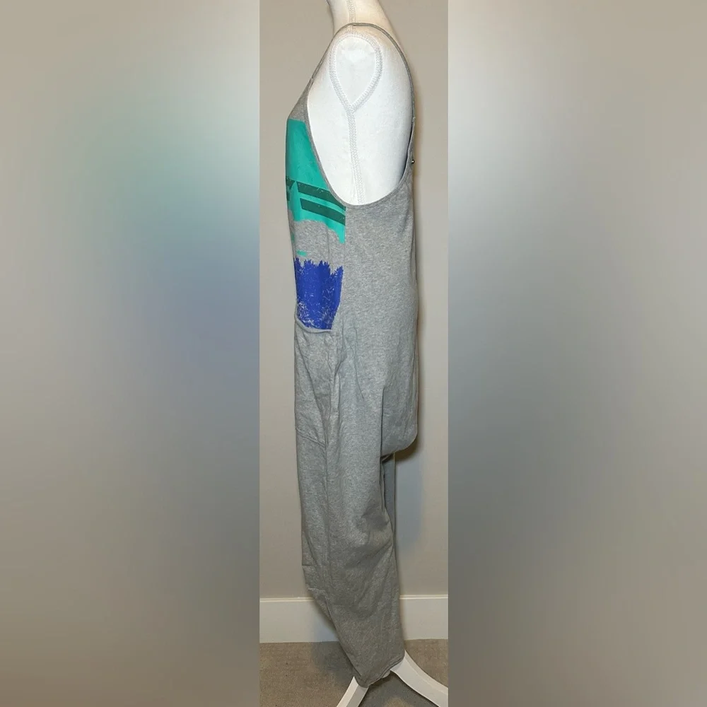 FP Movement Hot Shot Printed Onesie Small Gray Ski Graphic Jumpsuit Romper Comfy - Picture 9 of 10